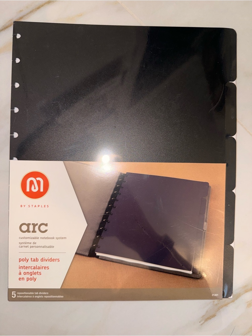 Arc M by Staples Arc Poly Tab Dividers in Black - 5 Pack